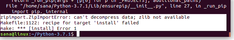 ошибка zipimport.zipimporterror: can't decompress data