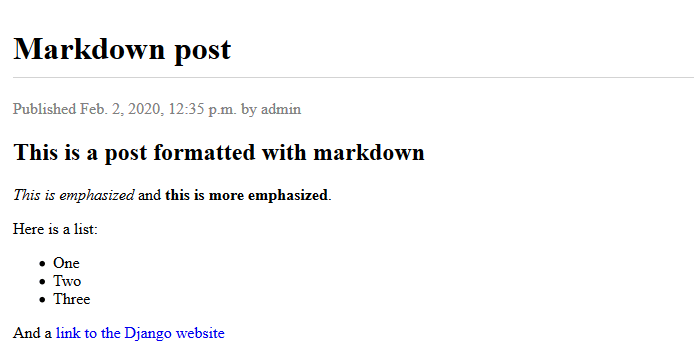 Разметка Markdown в постах блога на Django