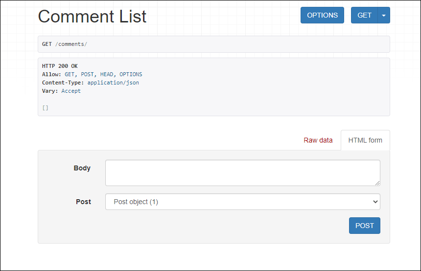 Django REST framework Comment List